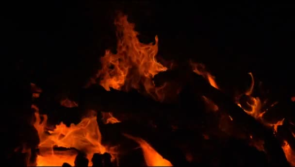Llamas Fuego Sobre Fondo Negro Llama Fuego Llama Textura Fondo — Vídeo de stock