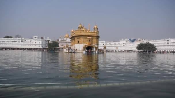 印度旁遮普邦Amritsar的金圣殿 Harmandir Sahib 印度著名锡克教标志 印度Amritsar锡克教主圣地金圣殿的美丽景色 — 图库视频影像