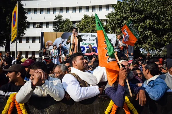 印度新德里 2023年1月16日 在印度总理纳伦德拉 莫迪Bjp路演期间 数千人聚集在首都莫迪大型选举集会期间 — 图库照片