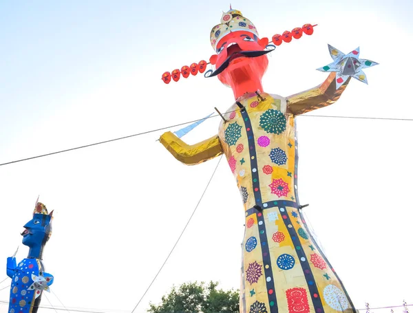 Ravnans Tänds Dussera Festivalen Ramleela Mark Delhi Indien Stor Staty — Stockfoto