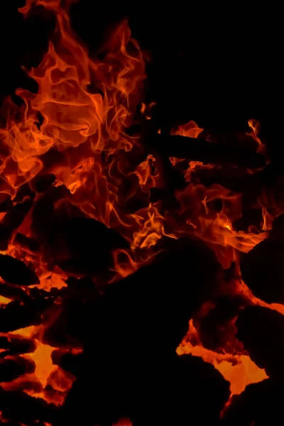 Feuerflammen Auf Schwarzem Hintergrund Flammenflamme Textur Hintergrund Wunderschön Das Feuer — Stockfoto