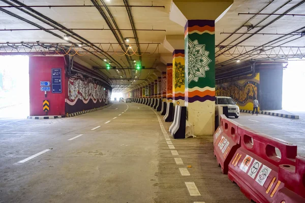 2022年6月21日 印度新德里 总理纳伦德拉 Narendra Modi 将Pragati隧道和Pragati Maidan综合过境走廊项目的5条地下通道通车至全国 Pragati隧道通车 — 图库照片