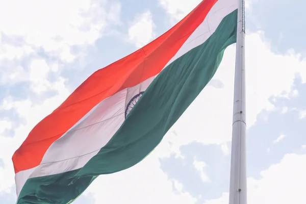 India Flag Flying High Connaught Place Pride Blue Sky India — Zdjęcie stockowe
