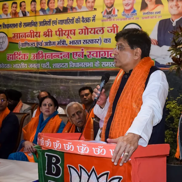 stock image New Delhi, India - November 27 2022 - Piyush Goyal Cabinet Minister and core member of Bharatiya Janata Party (BJP) during a rally in support of BJP candidate ahead of MCD local body Elections 2022