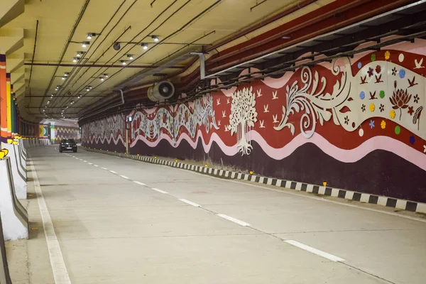 2022年6月21日 印度新德里 总理纳伦德拉 Narendra Modi 将Pragati隧道和Pragati Maidan综合过境走廊项目的5条地下通道通车至全国 Pragati隧道通车 — 图库照片