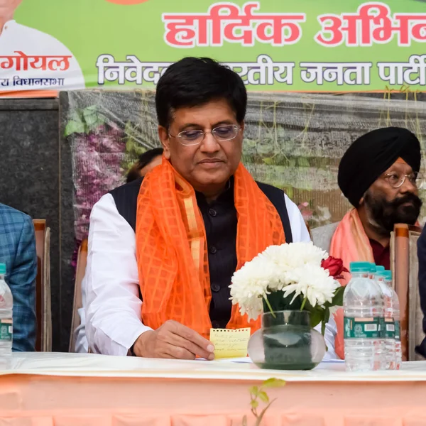 stock image New Delhi, India - November 27 2022 - Piyush Goyal Cabinet Minister and core member of Bharatiya Janata Party (BJP) during a rally in support of BJP candidate ahead of MCD local body Elections 2022