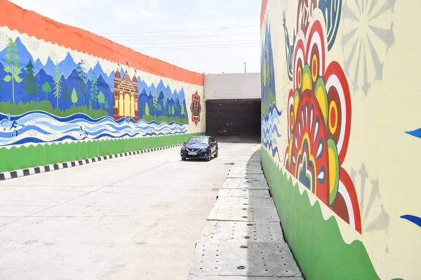 stock image New Delhi, India, June 21 2022 - PM Narendra Modi dedicate Pragati tunnel and five underpass of Pragati Maidan Integrated Transit Corridor Project to nation, Pragati Tunnel opens for traffic movement