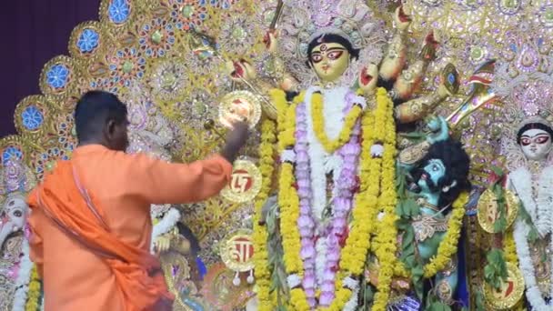 Delhi Inde Octobre 2022 Des Dévots Dansent Spirituellement Devant Durga — Video