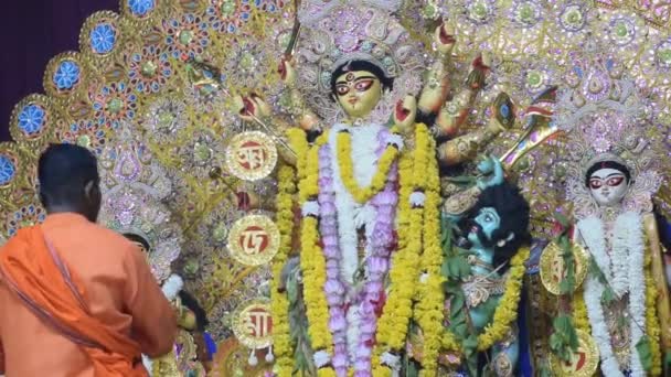 Delhi Inde Octobre 2022 Des Dévots Dansent Spirituellement Devant Durga — Video