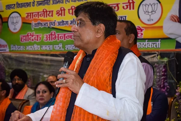 stock image New Delhi, India - November 27 2022 - Piyush Goyal Cabinet Minister and core member of Bharatiya Janata Party (BJP) during a rally in support of BJP candidate ahead of MCD local body Elections 2022