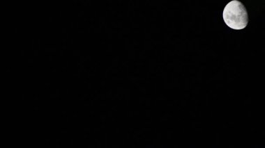 Moon Timelapse, Stock zamanaşımı: Dolunay karanlık gökyüzünde yükseliyor, gece vakti. Dolunay zamanı, gece karanlığında karanlık gökyüzünde ay ışığıyla birlikte kaybolur. Yüksek kaliteli beleş video kaydı veya zaman ayarlı