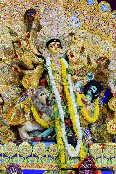 Богиня Дурґа Традиційним Виглядом Зблизька South Kolkata Durga Puja Durga — стокове фото