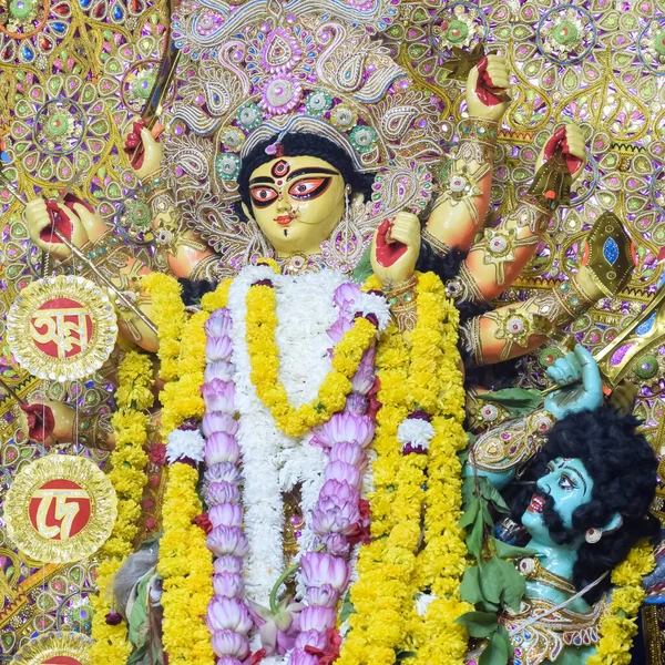 Богиня Дурґа Традиційним Виглядом Зблизька South Kolkata Durga Puja Durga — стокове фото