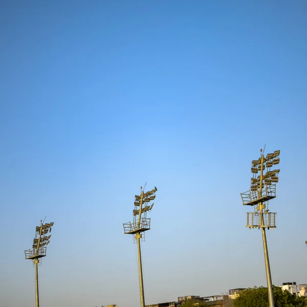 Cricket Stadium Flood Lights Poles Delhi India Cricket Stadium Light — Stock Photo, Image