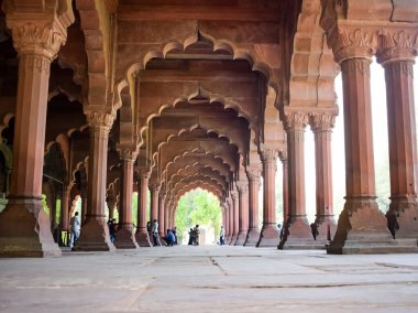Lal Qila 'nın mimari detayları - Eski Delhi, Hindistan' daki Kızıl Kale, Delhi 'deki ünlü Hint simgesi