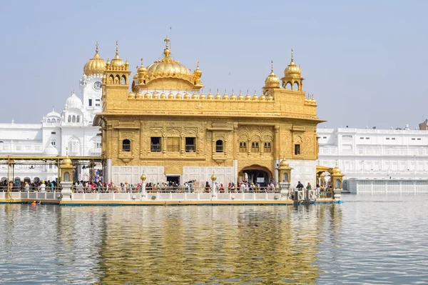 Amritsar, Punjab, Hindistan 'daki Altın Tapınağın (Harmandir Sahib) güzel manzarası, ünlü Hintli sih simgesi, Altın Tapınak, Amritsar, Hindistan' daki Sihlerin ana mabedi