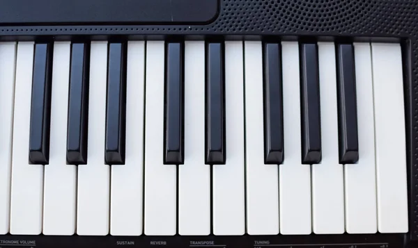 Close Teclas Piano Teclas Piano Preto Branco Instrumento Musical Teclado — Fotografia de Stock