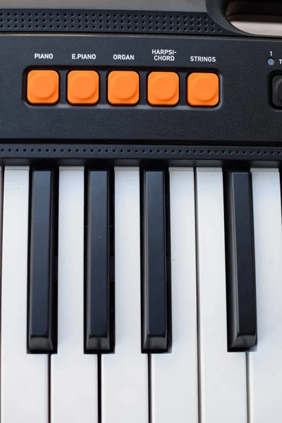 Close Piano Keys Piano Black White Keys Piano Keyboard Musical — Stock Photo, Image