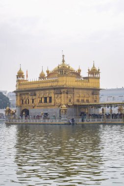 Amritsar, Punjab, Hindistan 'daki Altın Tapınağın (Harmandir Sahib) güzel manzarası, ünlü Hintli sih simgesi, Altın Tapınak, Amritsar, Hindistan' daki Sihlerin ana mabedi
