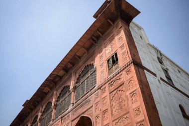 Lal Qila 'nın mimari detayları - Eski Delhi, Hindistan' daki Kızıl Kale, Delhi 'deki ünlü Hint şehirleri