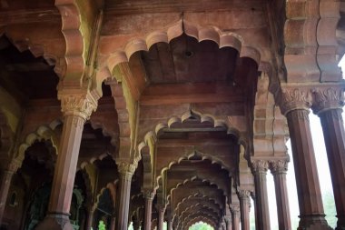 Lal Qila 'nın mimari detayları - Eski Delhi, Hindistan' daki Kızıl Kale, Delhi 'deki ünlü Hint şehirleri