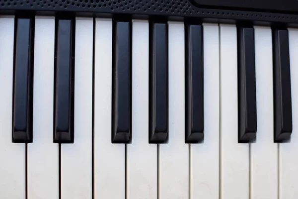 Close Piano Keys Piano Black White Keys Piano Keyboard Musical — Stock Photo, Image