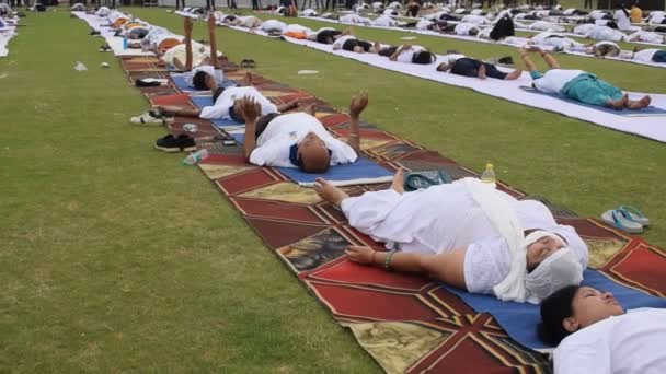 Nova Deli Índia Junho 2023 Sessão Exercício Yoga Grupo Para — Vídeo de Stock