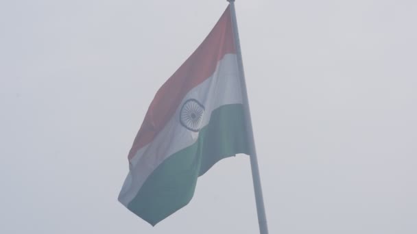 India Flag Flying High Connaught Place Pride Blue Sky India — 图库视频影像