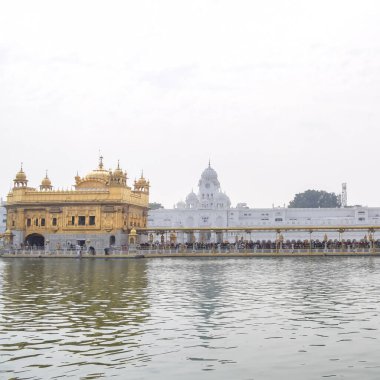 Amritsar, Punjab, Hindistan 'daki Altın Tapınağın (Harmandir Sahib) güzel manzarası, ünlü Hintli sih simgesi, Altın Tapınak, Amritsar, Hindistan' daki Sihlerin ana mabedi