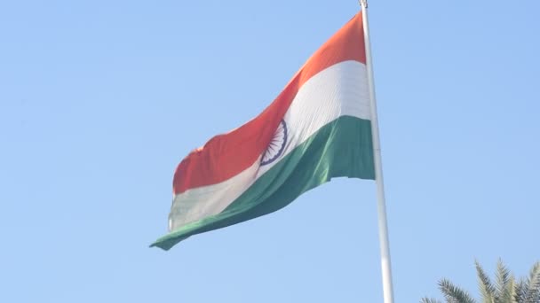 India Flag Flying High Connaught Place Pride Blue Sky India — Wideo stockowe