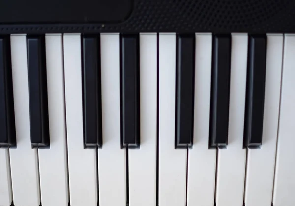 Gros Plan Sur Les Touches Piano Piano Touches Noir Blanc — Photo