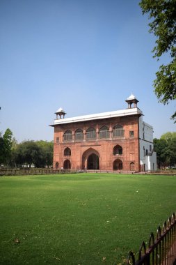 Lal Qila 'nın mimari detayları - Eski Delhi, Hindistan' daki Kızıl Kale, Delhi 'deki ünlü Hint şehirleri