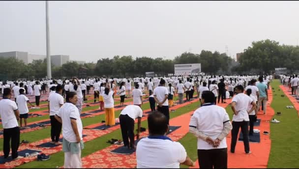 New Delhi Indie Června 2023 Skupinové Cvičení Jógy Pro Lidi — Stock video