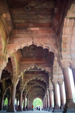 Lal Qila 'nın mimari detayları - Eski Delhi, Hindistan' daki Kızıl Kale, Delhi 'deki ünlü Hint şehirleri