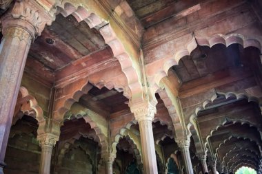 Lal Qila 'nın mimari detayları - Eski Delhi, Hindistan' daki Kızıl Kale, Delhi 'deki ünlü Hint şehirleri