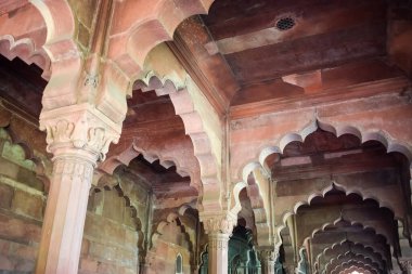 Lal Qila 'nın mimari detayları - Eski Delhi, Hindistan' daki Kızıl Kale, Delhi 'deki ünlü Hint şehirleri