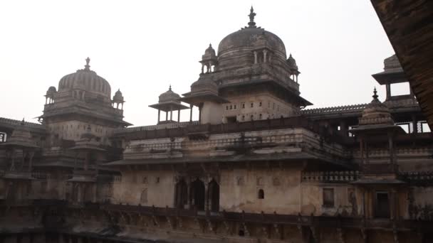 Piękny Widok Orchha Palace Fort Raja Mahal Chaturbhuj Świątyni Jahangir — Wideo stockowe