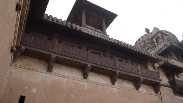 Вид Форт Orchha Palace Форт Raja Mahal Chaturbhuj Феангир Фала — стоковое видео