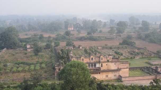 Bella Vista Orchha Palace Fort Raja Mahal Tempio Chaturbhuj Jahangir — Video Stock