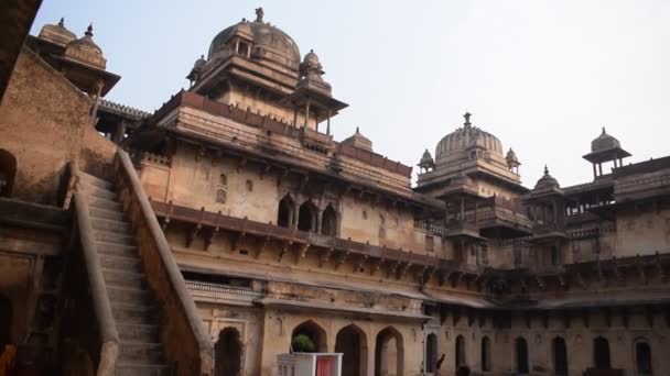 Όμορφη Θέα Orchha Palace Fort Raja Mahal Και Chaturbhuj Ναό — Αρχείο Βίντεο