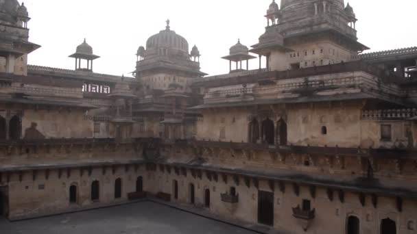 Beautiful View Orchha Palace Fort Raja Mahal Chaturbhuj Temple Jahangir — Stock Video