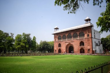 Lal Qila 'nın mimari detayları - Eski Delhi, Hindistan' daki Kızıl Kale, Delhi 'deki ünlü Hint şehirleri