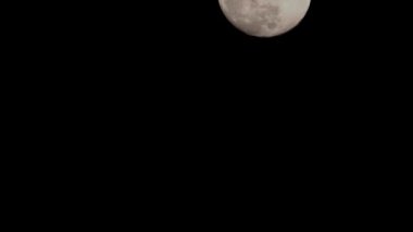 Moon Timelapse, Stock zamanaşımı: Dolunay karanlık gökyüzünde yükseliyor, gece vakti. Dolunay zamanı, gece karanlığında karanlık gökyüzünde ay ışığıyla birlikte kaybolur. Yüksek kaliteli beleş video kaydı veya zaman ayarlı