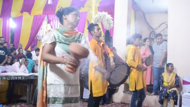 Delhi India Ottobre 2023 Devoti Esibiscono Nella Danza Spirituale Davanti — Video Stock