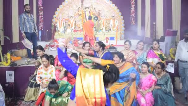 2023年10月2日 印度德里 2022年10月 在德里Jhilmil Colony的Kali Bari庙宇 Durga Utsav节 Durga Puja庆典 — 图库视频影像