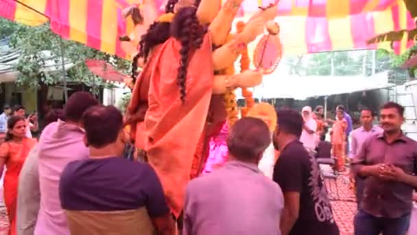 Delhi Inde Octobre 2023 Des Dévots Dansent Spirituellement Devant Durga — Video