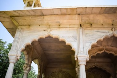 Lal Qila 'nın mimari detayları - Eski Delhi, Hindistan' daki Kızıl Kale, Delhi 'deki ünlü Hint şehirleri