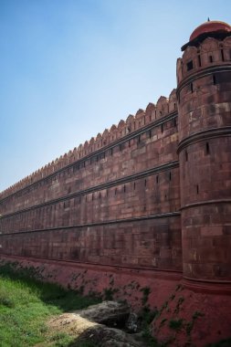 Architectural details of Lal Qila - Red Fort situated in Old Delhi, India, View inside Delhi Red Fort the famous Indian landmarks clipart