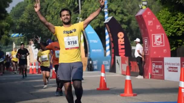 印度新德里 2023年10月15日 印度首都新德里 Vedanta Delhi 赛后半程马拉松赛 Vedanta Delhi Half Marathon — 图库视频影像