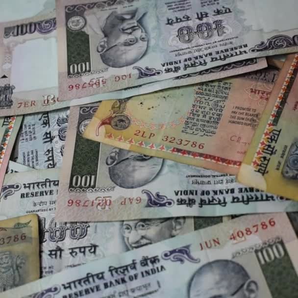 Підрахунок Індійських Банкнот Швидко Крупним Планом Підрахунок Індійської Валюти Індійська — стокове відео
